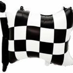 MPS MY PARTY SUPPLIERS® 1pc Black and white checkered flag foil balloon Racing theme balloons birthday decoration Checkered Racing Balloons