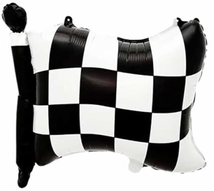MPS MY PARTY SUPPLIERS® 1pc Black and white checkered flag foil balloon Racing theme balloons birthday decoration Checkered Racing Balloons