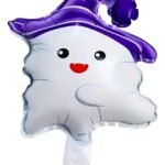 MPS MY PARTY SUPPLIERS® 1pc Halloween white smiling ghost with purple hat foil balloon Halloween theme foil balloons decorations Kids halloween party supplies