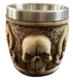 3D Skull Stainless Steel Skull Helmet Shape Bear Coffee Mug White Witch Viking Halloween Glass Decorative Cup (2 Pcs 3D Shull Glass) - Image 7