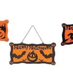 MPS My Party Suppliers 1 PCS Halloween Felt Hanging, Halloween Hanging Decorations- Happy Halloween Party Plate Banner Halloween Door Sign Felt Decoration, Front Door Decor Hanging Door Decoration Felt Party Wall