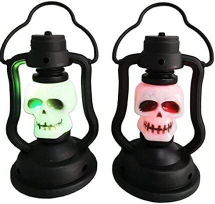 MPS My Party Suppliers Set of 2 Halloween Lamps, Halloween laltern, LED for Halloween Decoration, Halloween Hanging Decoration (Black Hanging laltern)
