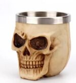 3D Skull Stainless Steel Skull Helmet Shape Bear Coffee Mug White Witch Viking Halloween Glass Decorative Cup (2 Pcs 3D Shull Glass)