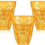 Halloween Party Favor Shot Glasses/Skull Shot Glass/Reusable Halloween Whiskey Shot Glasses (Random Colors 4 pcs)