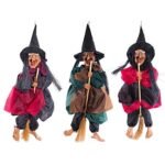 My Party Suppliers Big Halloween Decoration Hanging Witch Animated Halloween Props / Halloween Decorations Witch Broom with Sound & Glowing Red Eyes Halloween Spooky Witch Decorations ( 1pcs)