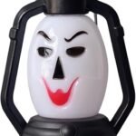 MPS My Party Suppliers Set of 2 Halloween Lamps, Halloween laltern, LED for Halloween Decoration, Halloween Hanging Decoration (Black-White Cute face lamp)