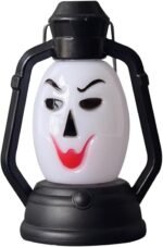 MPS My Party Suppliers Set of 2 Halloween Lamps, Halloween laltern, LED for Halloween Decoration, Halloween Hanging Decoration (Black-White Cute face lamp)
