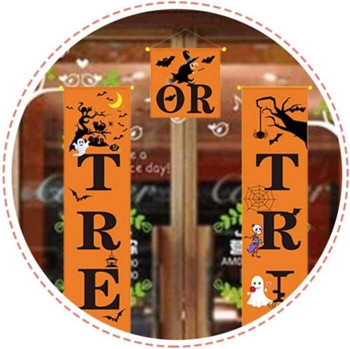 3 Pack Halloween Decorations Outdoor Indoor, Halloween Door Hanger Banner Trick or Treat Banner for Front Door Display for Garden, Durable Halloween Home Decor - Image 4