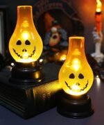 MPS My Party Suppliers Set of 2 Halloween Lamps, Halloween laltern, LED for Halloween Decoration, Halloween Hanging Decoration (Orange Pumpkin Bulb lamp) - Image 2