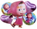 MPS MY PARTY SUPPLIERSĀ® Set of 5 Masha and the Bear Theme Party Supplies, Jungle animal theme, cartoon cute Little Girl balloon, heart balloon - Image 2