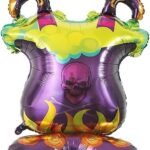 MPS MY PARTY SUPPLIERS® 1pc Self-Standing Cauldron Halloween Foil Balloons Giant Scary Hallo ween Character Ghost, Pumpkin, Skeleton Balloons Halloween Party Floor Decoration ideas