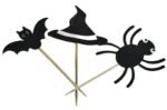 MPS My Party Suppliers Halloween Cupcake Toppers 6pcs Set, Spider Bat Witch Hat Boo Pumpkin ghost Shape Food Picks for Halloween, muffin toppers, Happy Halloween Paper Cupcake Toppers Party Supply - Image 4