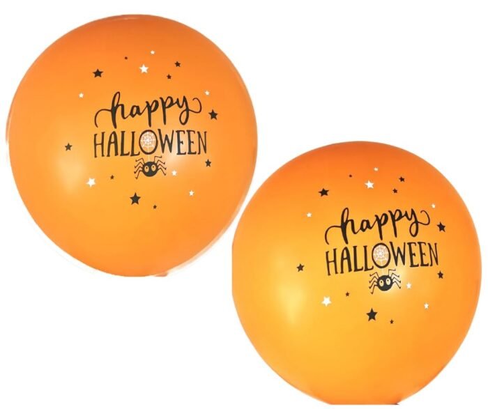 MPS My Party Suppliers Halloween theme Balloons, Set of 6 happy halloween latex balloons, rubber balloons, latex balloons Halloween party decoration, halloween decoration ideas, balloon latex Orange - Image 1