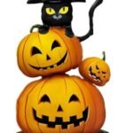 Halloween Pumpkin and Black Cat Balloon Decoration, Standing Jack-o'-Lantern Stack Design, Balloon Giant Ghost Pumpkin Skull Castle Standing Decor For Halloween Party Decoration