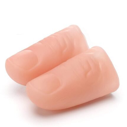 Set of 2 Magic Rubber Thumb Tip Light Up Red Flashing Close Up Real Finger Trick, Magic Rubber Gag Toy, Finger LED Thumbs Light Magic Thumb Light, Fake Halloween Thumb Finger for Magic Tricks