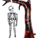 Halloween Skeleton Tree Foil Balloon, 80 x 140 cm, Black and Red Party Decoration kull Balloons For Halloween Party Decorations, Skeleton Hanging Tree Balloon