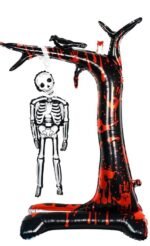 Halloween Skeleton Tree Foil Balloon, 80 x 140 cm, Black and Red Party Decoration kull Balloons For Halloween Party Decorations, Skeleton Hanging Tree Balloon