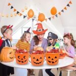 MPS My Party Suppliers Portable Orange LED Pumpkin Candy Basket for Halloween Party Decoration, Orange Pumpkin face Candy Bucket with Light, Party Supplies, Halloween Theme Decoration Props - Image 4