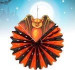MPS My Party Suppliers 1pc. Halloween Paper Hanging Decor, Halloween Bat Door Hanging Decorations, Orange Bat Honeycomb for Halloween, Paper Fan Bat Party Decor, Round Wall Pendant Decor, Paper Fan - Image 6