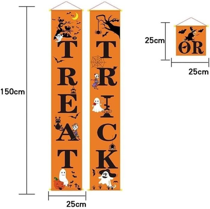 3 Pack Halloween Decorations Outdoor Indoor, Halloween Door Hanger Banner Trick or Treat Banner for Front Door Display for Garden, Durable Halloween Home Decor - Image 5