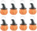 MPS My Party Suppliers Set of 2 Halloween Lamps, Halloween laltern, LED for Halloween Decoration, Halloween Hanging Decoration (Orange Pumpkin face with hat) - Image 3