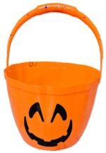 MPS My Party Suppliers Portable Orange LED Pumpkin Candy Basket for Halloween Party Decoration, Orange Pumpkin face Candy Bucket with Light, Party Supplies, Halloween Theme Decoration Props - Image 2