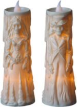 MPS My Party Suppliers Set of 2 Halloween Candle Skeleton Bride and Groom Candle Lamp Ghost Bride Night Lamp Table Lamp for Dining Desks Tabletop Decoration (Halloween Couple Ghost Candle) - Image 4