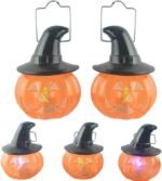 MPS My Party Suppliers Set of 2 Halloween Lamps, Halloween laltern, LED for Halloween Decoration, Halloween Hanging Decoration (Orange Pumpkin face with hat)