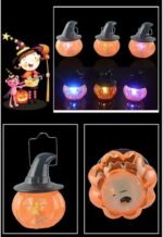 MPS My Party Suppliers Set of 2 Halloween Lamps, Halloween laltern, LED for Halloween Decoration, Halloween Hanging Decoration (Orange Pumpkin face with hat) - Image 2