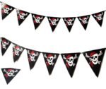 MPS My Party Suppliers 1pc Happy Halloween Skull head Banner with danger sign, Halloween Banner Garland, skeleton Decor for Halloween, Halloween Paper Hanging Decoration, halloween banner