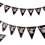 MPS My Party Suppliers 1pc Happy Halloween Skull head Banner with danger sign, Halloween Banner Garland, skeleton Decor for Halloween, Halloween Paper Hanging Decoration, halloween banner