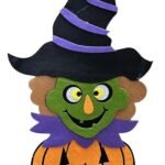 MPS My Party Suppliers Felt Pendant Witch with Pumpkin for Halloween,Halloween Decorations, Window Door Home Decor Halloween Decor, Hanging Pumpkin Tag Scary Halloween Decoration for Halloween Party