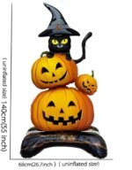 Halloween Pumpkin and Black Cat Balloon Decoration, Standing Jack-o'-Lantern Stack Design, Balloon Giant Ghost Pumpkin Skull Castle Standing Decor For Halloween Party Decoration - Image 6
