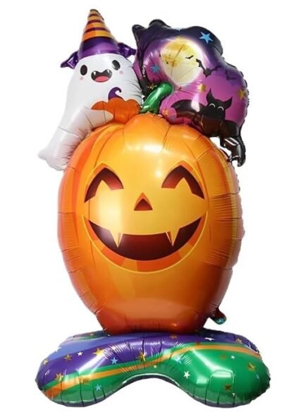 MPS MY PARTY SUPPLIERSĀ® 1pc Self-Standing Pumpkin with Ghost Halloween Foil Balloons Giant Scary Hallo ween Character Ghost, Pumpkin, Skeleton Balloons Halloween Party Floor Decoration ideas