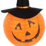 Halloween Pumpkin Lamp Halloween Decoration Jack Pumpkin Paper Lantern Witch/Skeleton Ghost Festival Scene Props Pumpkin with Whiskers Paper Lantern Pumpkin Lantern Decorative Lamp