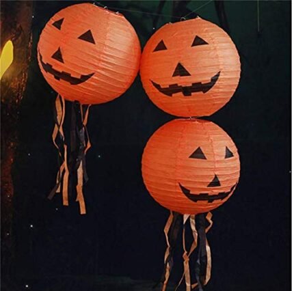 My Party Suppliers Paper Halloween Decorations for Home Horror Lantern (20 cm, Orange)