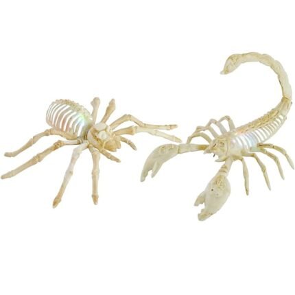 Set of 2 Light Up Halloween Spider & Scorpion Skeleton Decoration for Halloween Indoor/Outdoor Decor, and Halloween Holiday Party, LED Halloween Spider