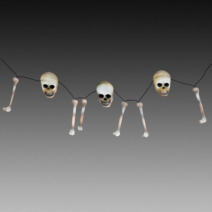 Rattling Skull & Bones Light String Halloween Decoration, Sound and Light Halloween Decoration, Halloween Party Supply, Halloween Theme Decoration, Scary Decoration, Skull Decor - Image 4