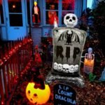 Halloween Tombstone Foil Balloon Decoration with Skulls and Bats, Party Supplies Skull Foil Balloons Halloween Party Decorations Skull Party Decorations Supplies, RIP BAlloon - Image 6