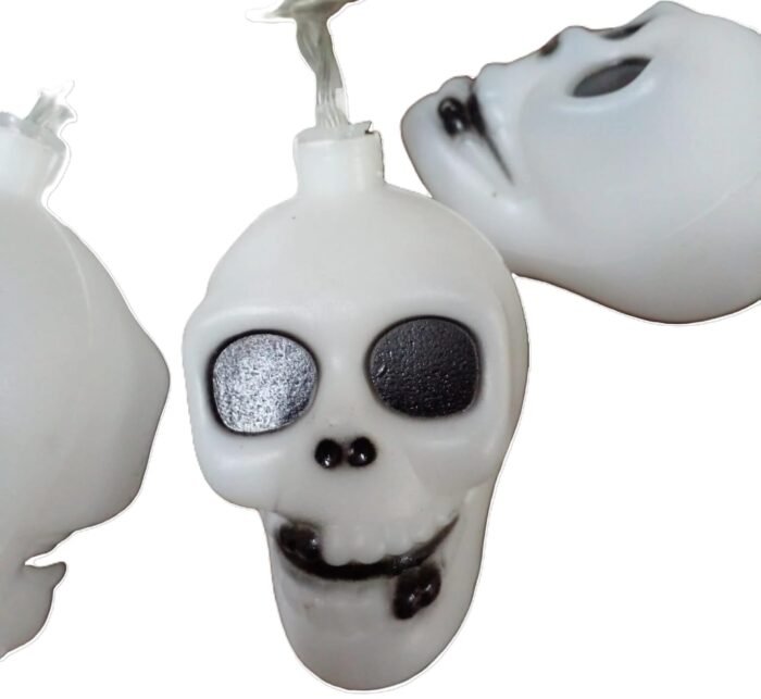 MPS My Party Suppliers 12pc Halloween skull lights, battery operated outdoor halloween string lights, Decorative Skeleton Light Ornament for halloween, happy halloween lights, halloween skeleton decor - Image 2