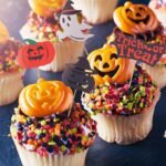 MPS My Party Suppliers Halloween Cupcake Toppers 6pcs Set, Spider Bat Witch Hat Boo Pumpkin ghost Shape Food Picks for Halloween, muffin toppers, Happy Halloween Paper Cupcake Toppers Party Supply - Image 3