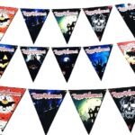 MPS My Party Suppliers 1pc Happy Halloween Banner with ghost print, Halloween Banner Garland, MUlticolor banner for Halloween, Halloween Paper Hanging Decoration, halloween banner