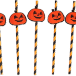 MPS My Party Suppliers Party Paper Straws for Halloween Theme Party, Halloween Pumpkin Accessory, Pumpkin Ghost Skull Paper Straws, Home and Kitchen Item (Orange Pumpkin Straw)
