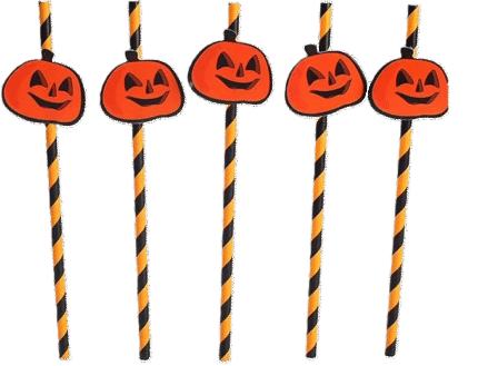 MPS My Party Suppliers Party Paper Straws for Halloween Theme Party, Halloween Pumpkin Accessory, Pumpkin Ghost Skull Paper Straws, Home and Kitchen Item (Orange Pumpkin Straw)