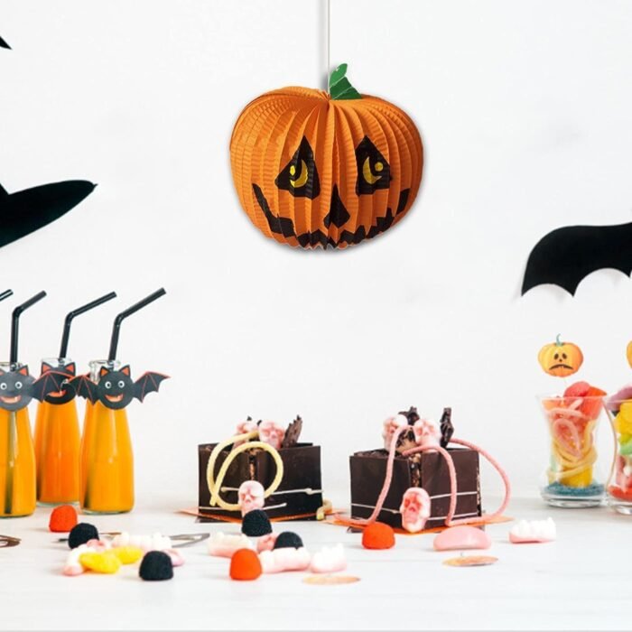 My Party Suppliers Halloween Paper Pumpkin Lantern Paper Hanging Fun Halloween Party Props Decoration - Image 5