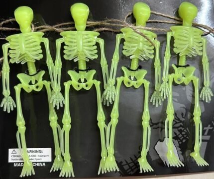 Halloween Skeleton Garland, 3D Glow in The Dark Skeleton Halloween Hanging, 3D Skeleton Hanging, Halloween Decoration, Halloween Party Supply (Set of 4 Skeleton)