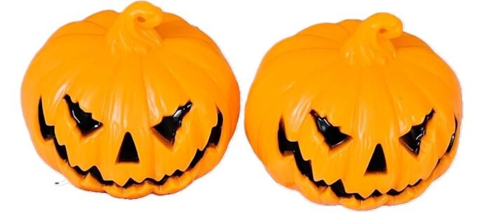 MPS My Party Suppliers Set of 2 Orange Halloween Pumpkin Bulbs, Scary Lamp for Haunted House, Horror Decoration for Garden, Lights - Image 6