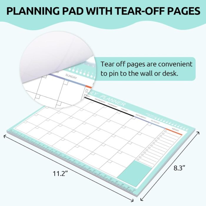 MPS MY PARTY SUPPLIERS® 1pc Green Monthly Planner, To Do List Notebook 54 Tear-Off Sheets Notepad Day or Work Organizer, Scheduler for Goals, Tasks, Ideas Ideal for Home Office Fancy Stationery Items - Image 3