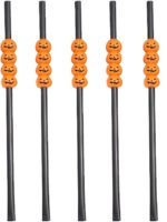 MPS My Party Suppliers Party Paper Straws for Halloween Theme Party, Halloween Pumpkin Accessory, Pumpkin Ghost Skull Paper Straws, Home and Kitchen Item (Black-Orange Pumpkin Straw) - Image 2