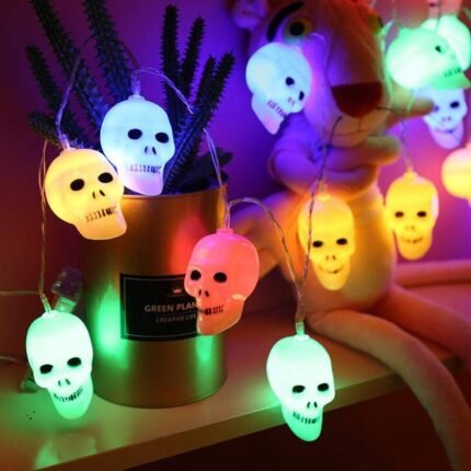 MY PARTY SUPPLIERS Jagmag® Battery Operated 10 LED Skull Ghost Shaped LED String Lights/Halloween Decoration/Spooky Decorations/Halloween Led Light